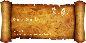 Kunz Gerő névjegykártya